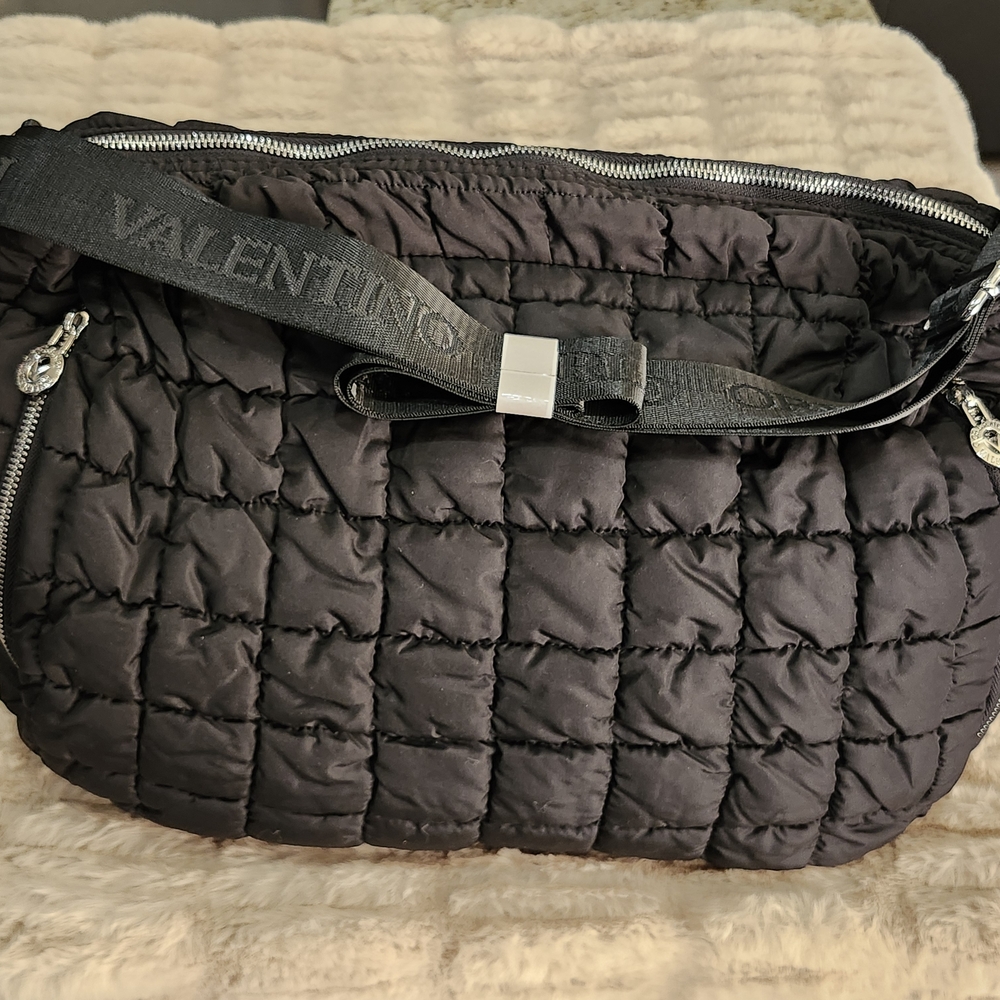NWT Valentino Orlandi Black Quilted Nylon Crossbody Bag